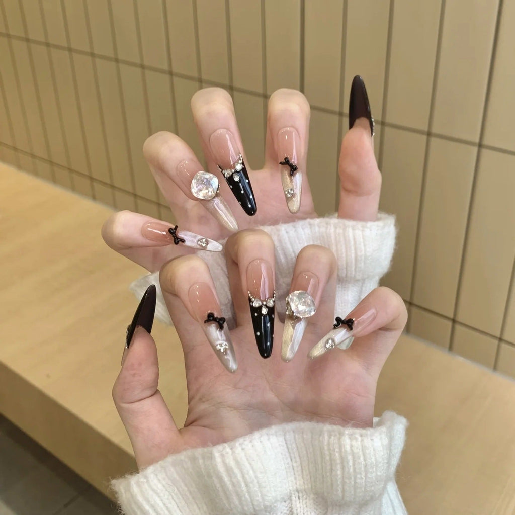 Siopsrl | Premium Crystal-Decorated Stiletto Press-On Nail Extensions Siopsrl