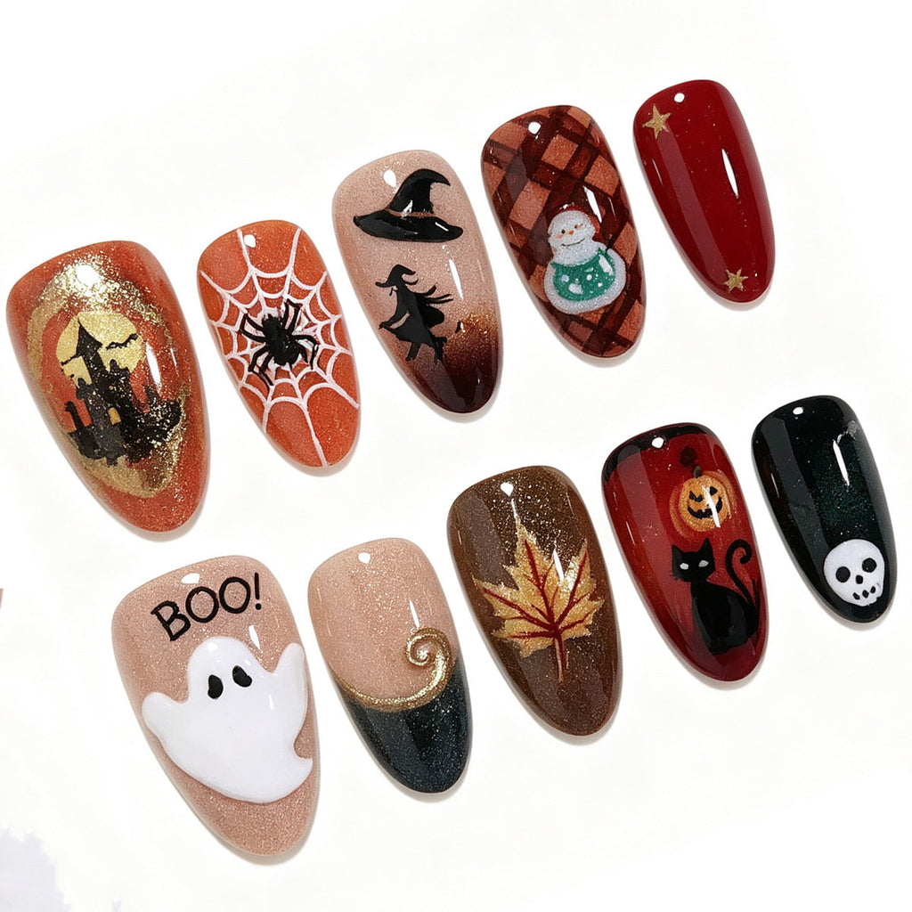 Halloween-Themed Decorative Press-On Nail Art Set Siopsrl