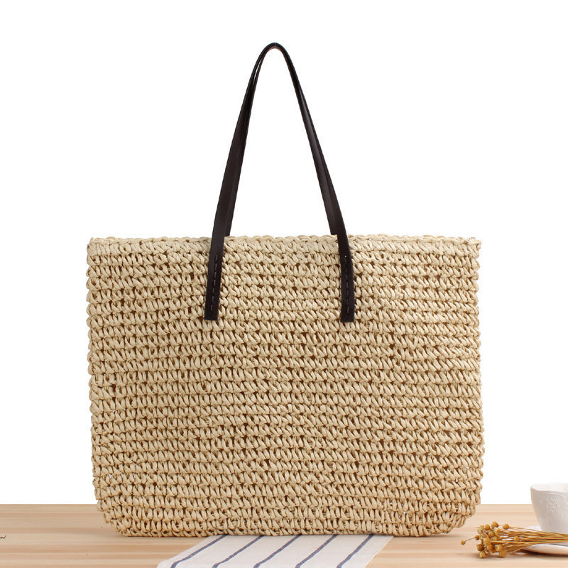 Siopsrl | Timeless wicker tote bag with leather handles Siopsrl