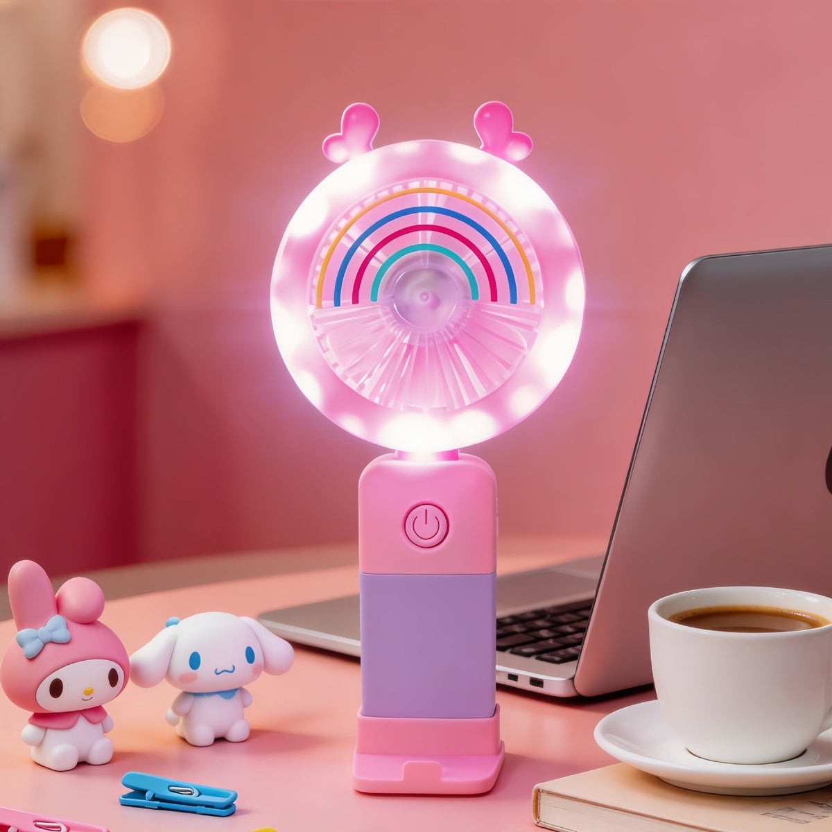 Siopsrl | Ladies portable handheld fan with LED lighting and flexible design Siopsrl