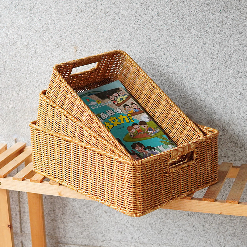 Women's Rectangular Storage Basket Made of Natural Wicker Siopsrl