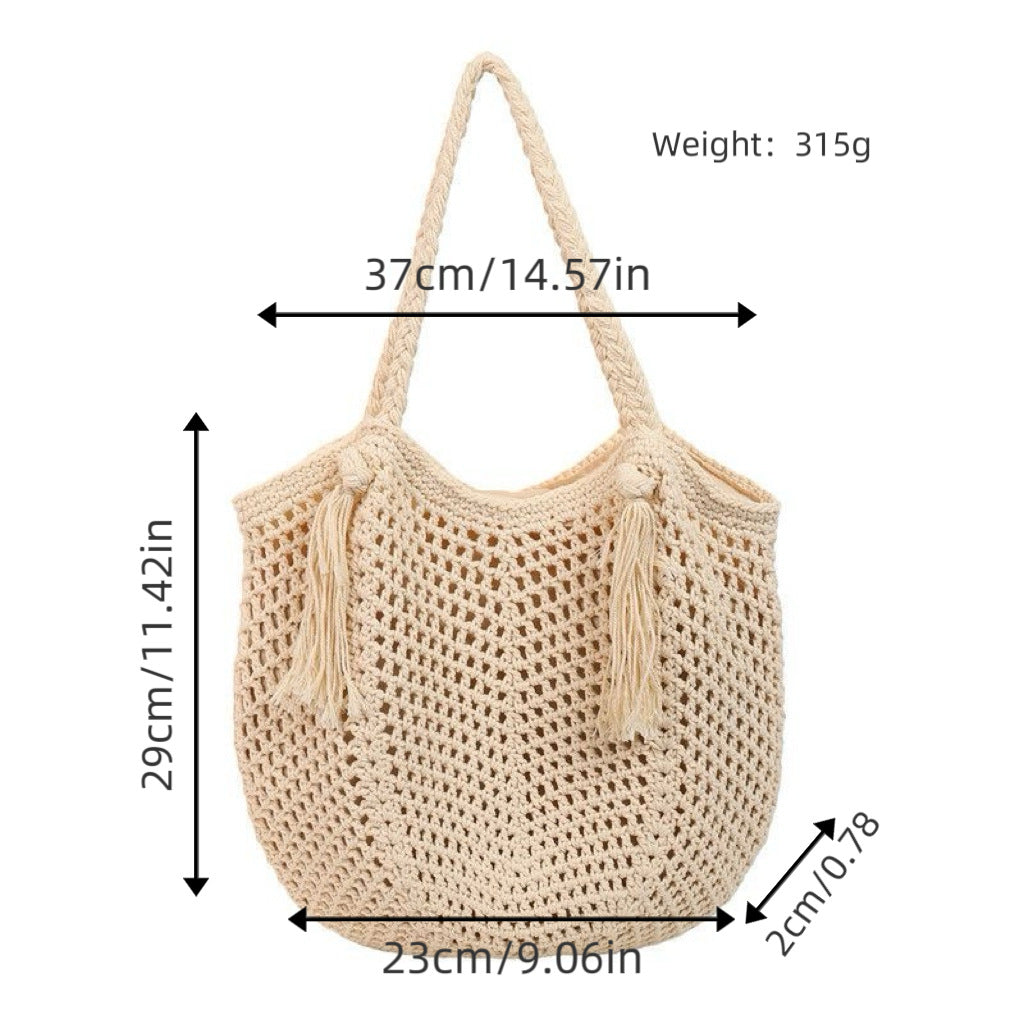 Siopsrl | Macrame Beach Bag with Fringe Details Siopsrl