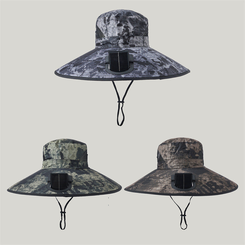 Siopsrl | Wide-brimmed outdoor sun hat with solar-powered micro fan, breathable mesh and adjustable chin strap Siopsrl