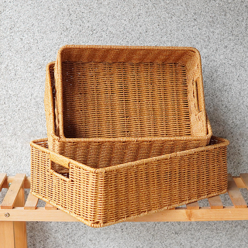 Women's Rectangular Storage Basket Made of Natural Wicker Siopsrl