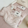 Bedding set with quilted blanket and cute dog designs