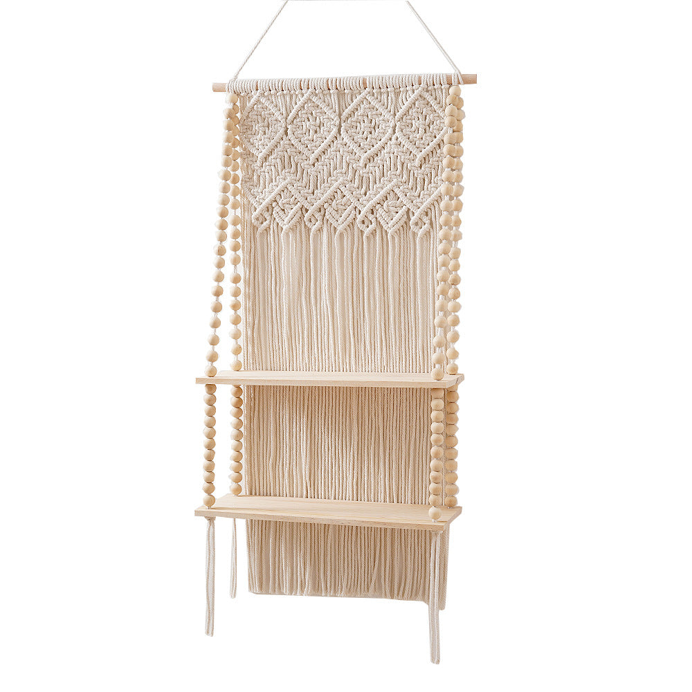 Macrame Wall Shelf with Beaded Accents Siopsrl