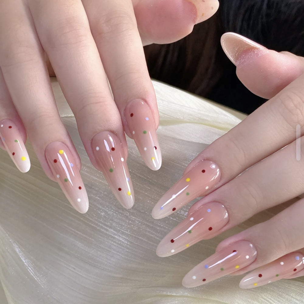 Siopsrl | Premium Artistic Press-On Nail Tips Set with Colorful Dots Siopsrl
