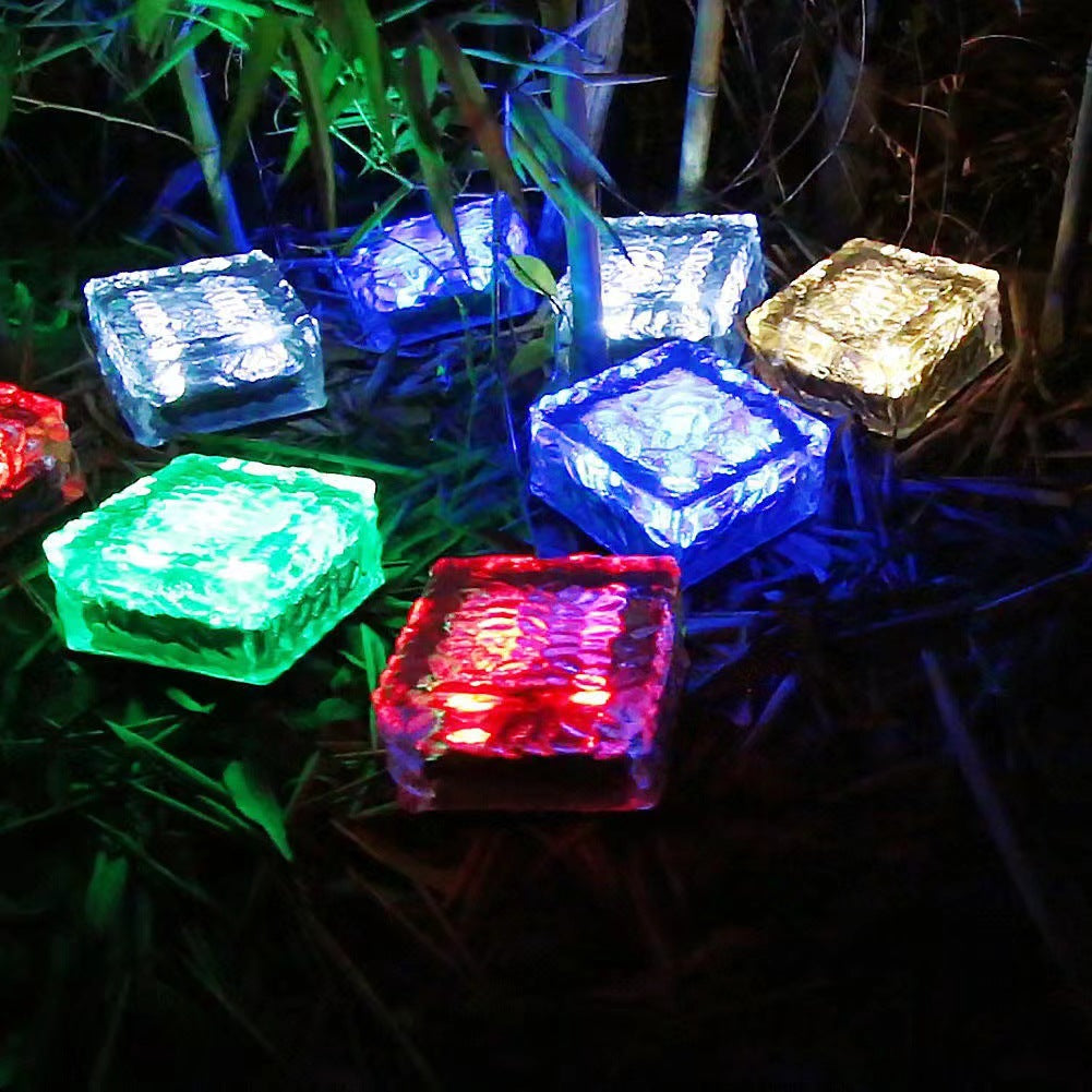Solar Glass Paver Garden Pathway Light With Integrated Warm LED Modules Siopsrl