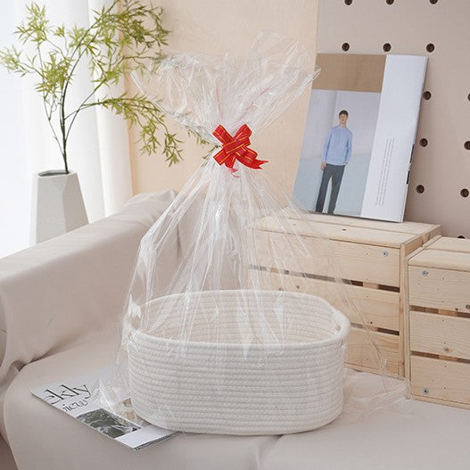 Natural storage basket with ribbons Siopsrl