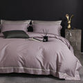 Luxurious satin cotton bedding set with fine piping