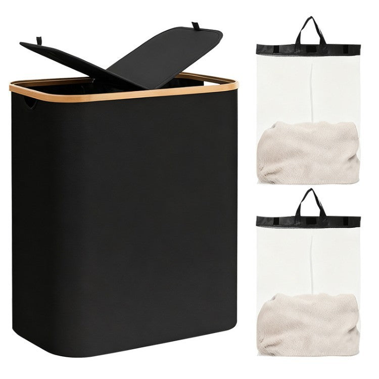 Laundry separation system with bamboo lid and multiple compartments Siopsrl