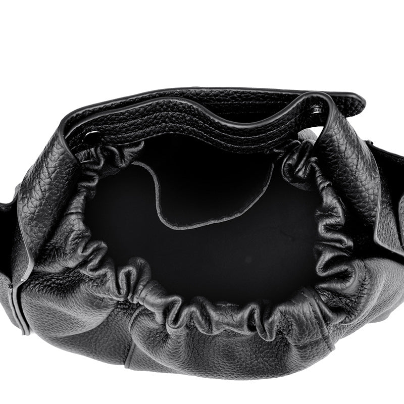 Siopsrl | Textured Leather Drawstring Satchel Siopsrl