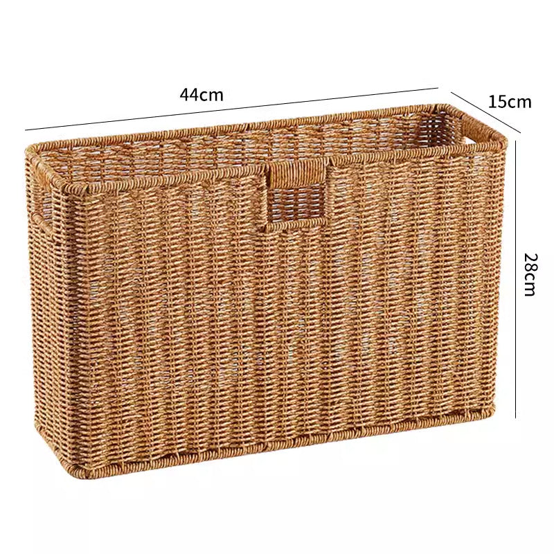 Rectangular Woven Storage Basket with Cut-Out Handles with Cutout Handles