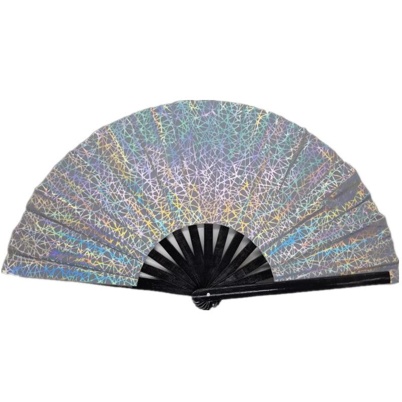 Siopsrl | Ladies fan made of lightweight fabric with colorful geometric design Siopsrl
