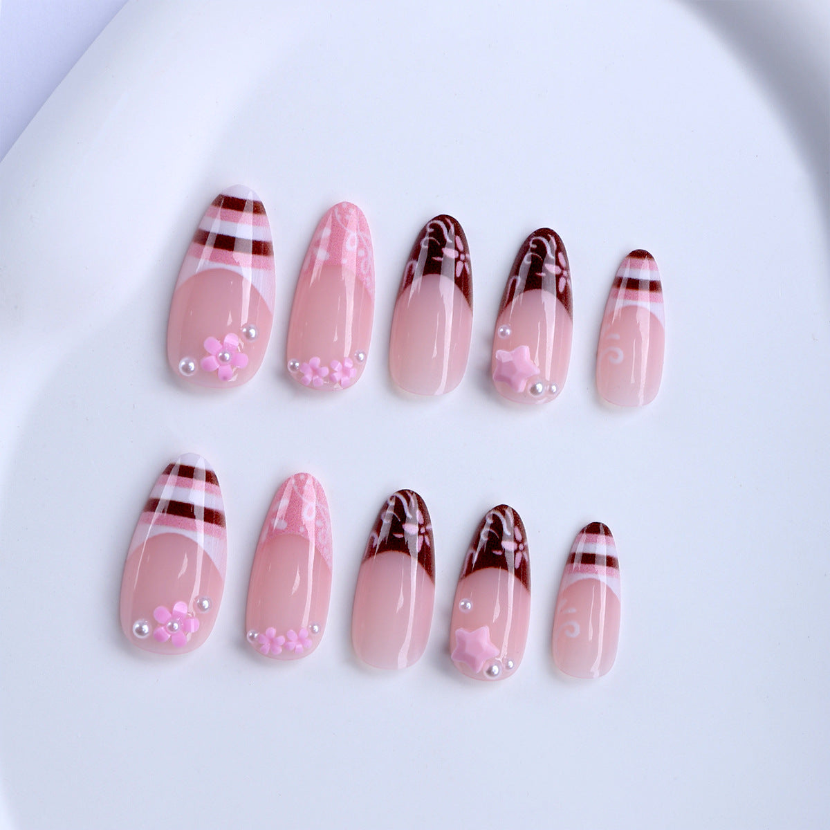 Siopsrl | Artificial Fingernails In Elegant Floral Design Siopsrl