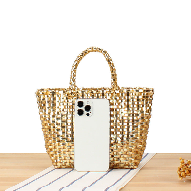 Siopsrl | Handbag Made of Woven Natural Material with Elegant Accents Siopsrl