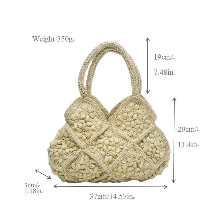 Siopsrl | Handmade macrame shoulder bag with playful flower pattern Siopsrl