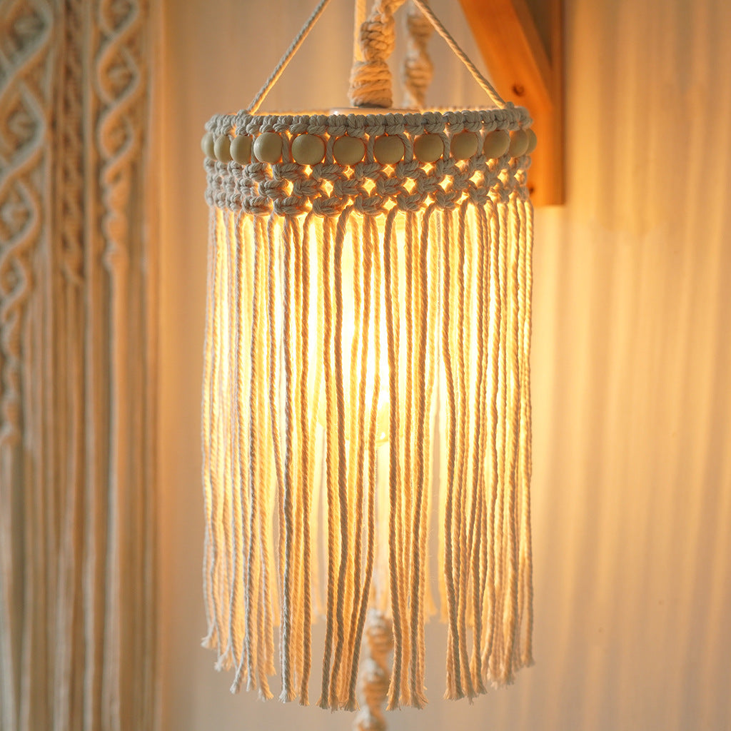 Textured Macramé Hanging Light Fixture Siopsrl