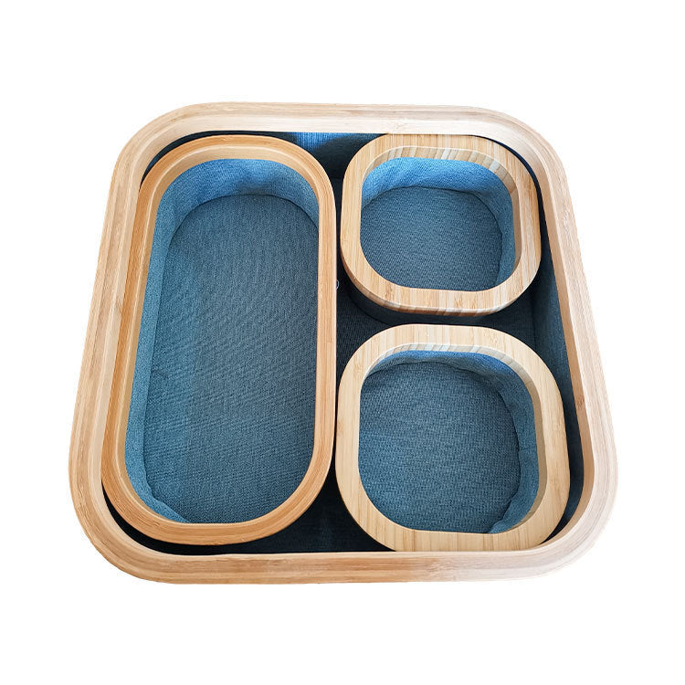 Storage basket set with bamboo frame and fabric inserts Siopsrl