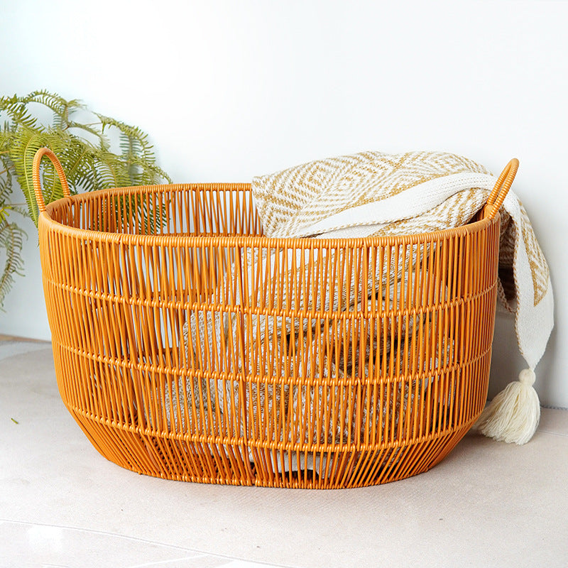 Women Braided Storage Basket with Practical Handles Siopsrl