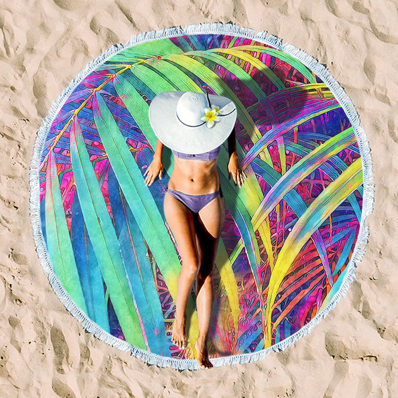 Siopsrl | round beach towel with cheerful palm motif Siopsrl