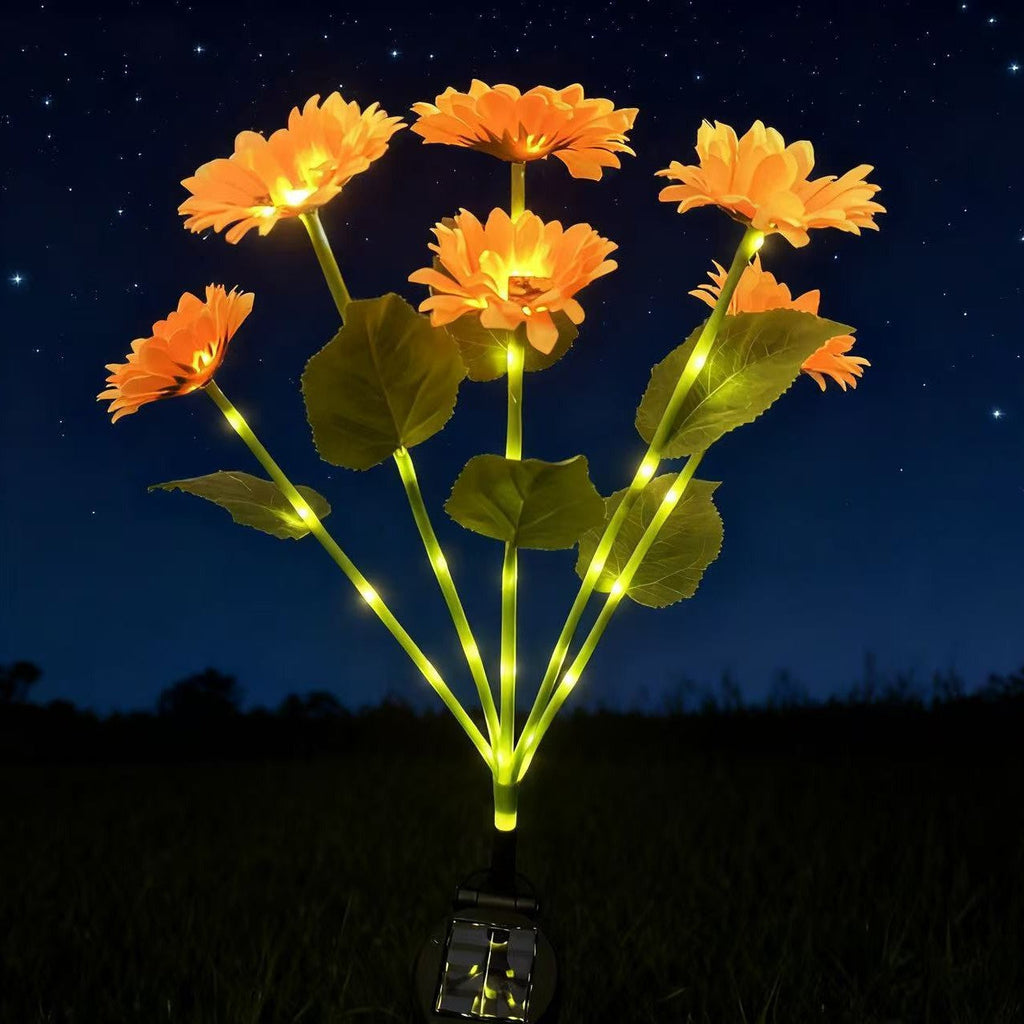 Solar-Powered Decorative Sunflower Garden Stake With Multi-Bloom LED Waterproof Panel Siopsrl