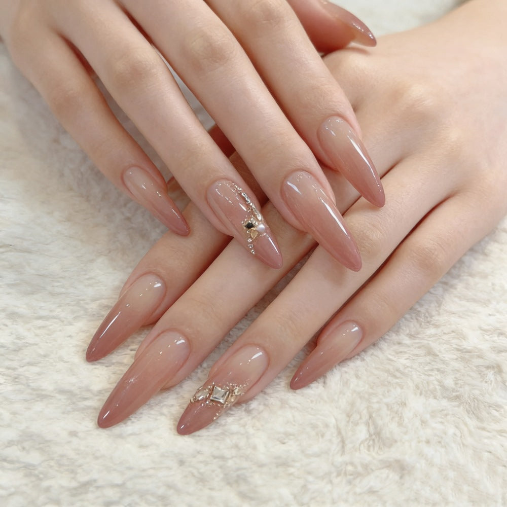 Siopsrl | Artistic Press-On Nail Set with Unique Bow and Heart Accents Siopsrl