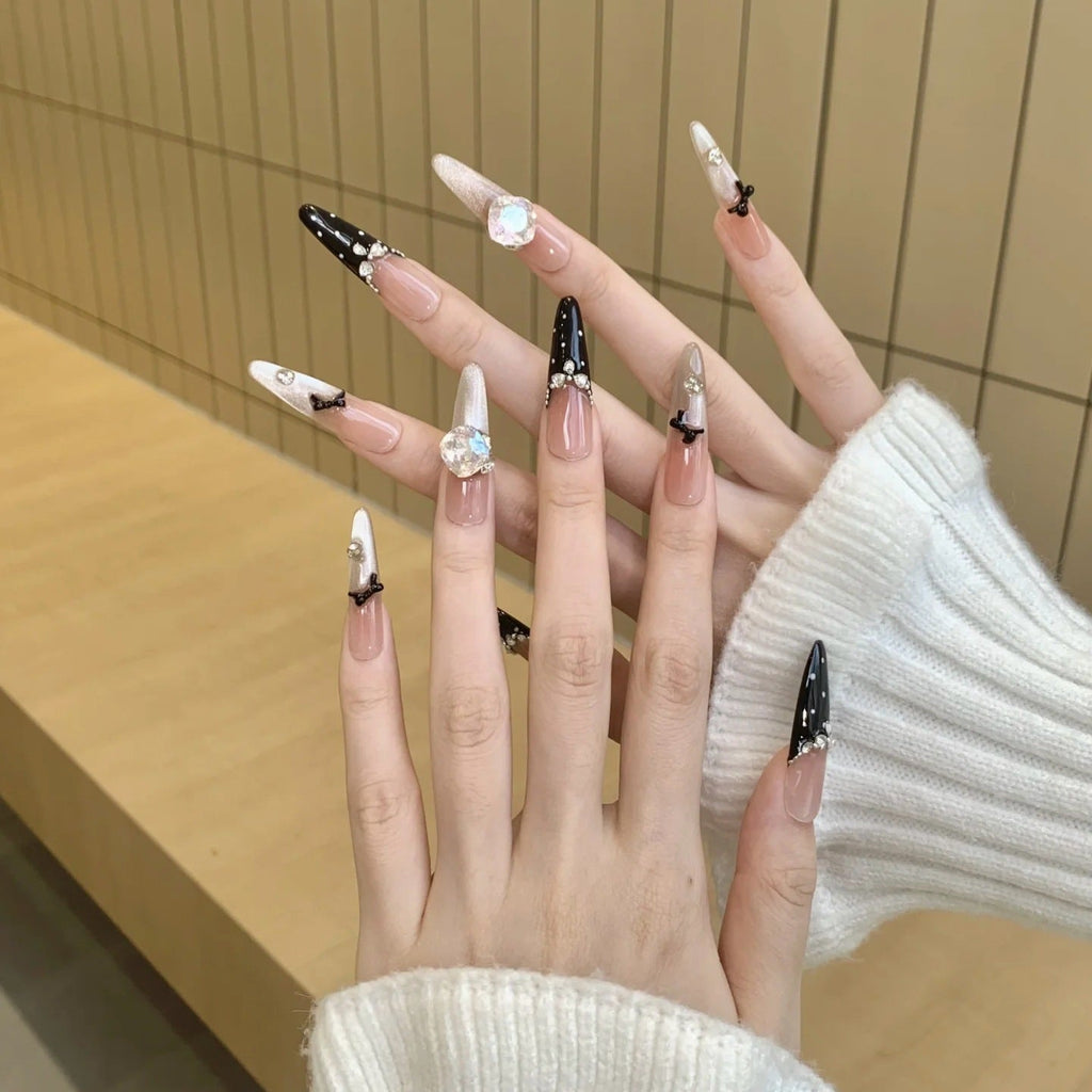 Siopsrl | Premium Crystal-Decorated Stiletto Press-On Nail Extensions Siopsrl