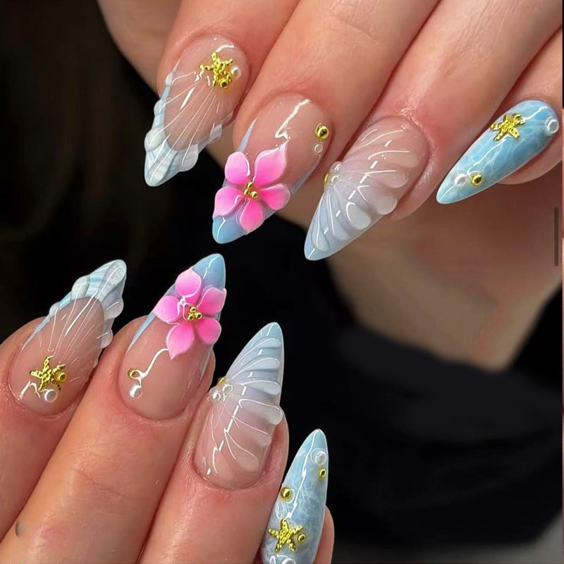 Siopsrl | Artistic Sea-Inspired Press-On Nail Set Siopsrl