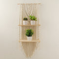 Decorative Macramé Wall Shelf with Dual Plant Holders Siopsrl