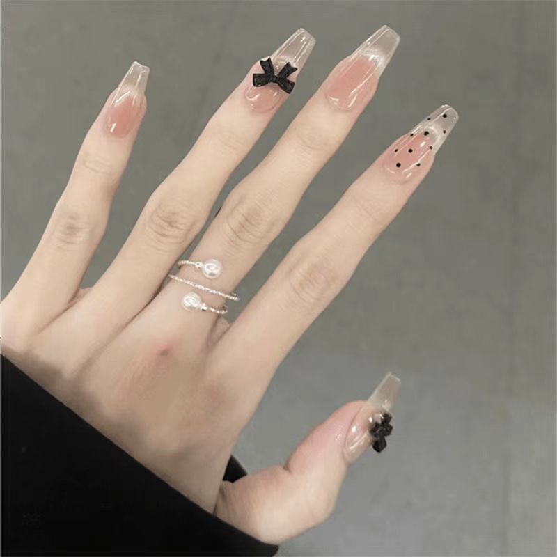 Siopsrl | Trendy Press-On Nail Art Set with Stylish Bow Accents Siopsrl