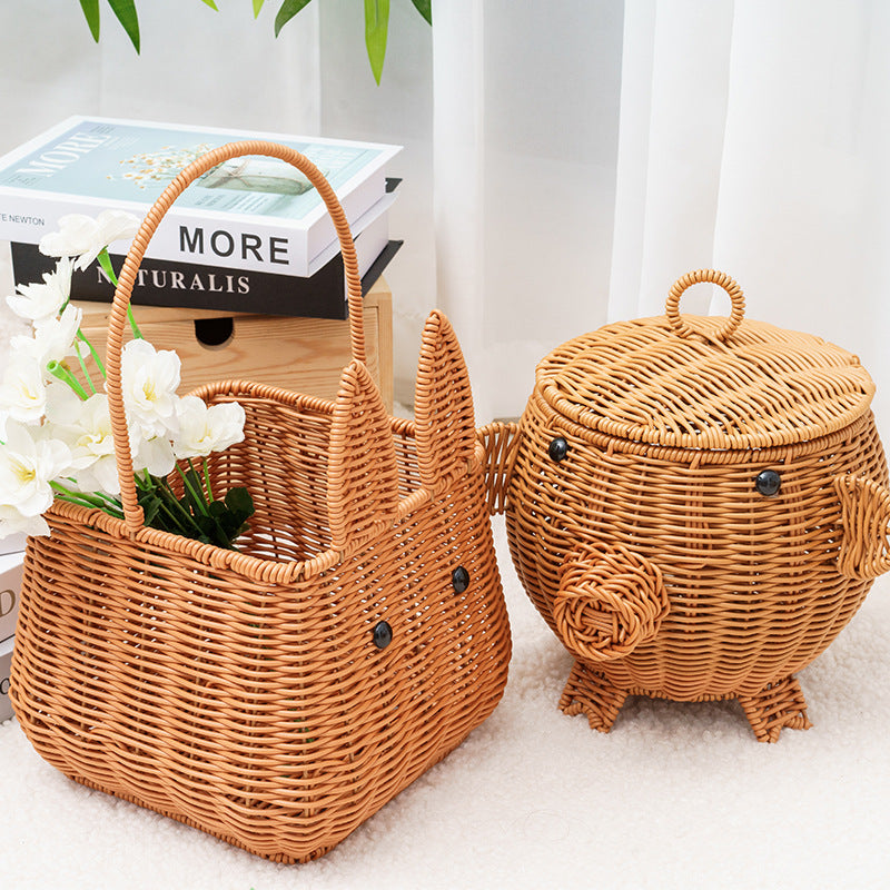 Decorative Animal-Shaped Woven Storage Basket Siopsrl