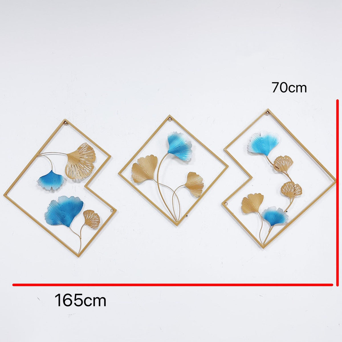 Decorative Metal Wall Art Set with Ginkgo Leaf and Floral Design Siopsrl