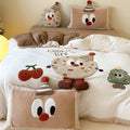 Children's bedding set with cozy plush appliqués and Sherpa edging