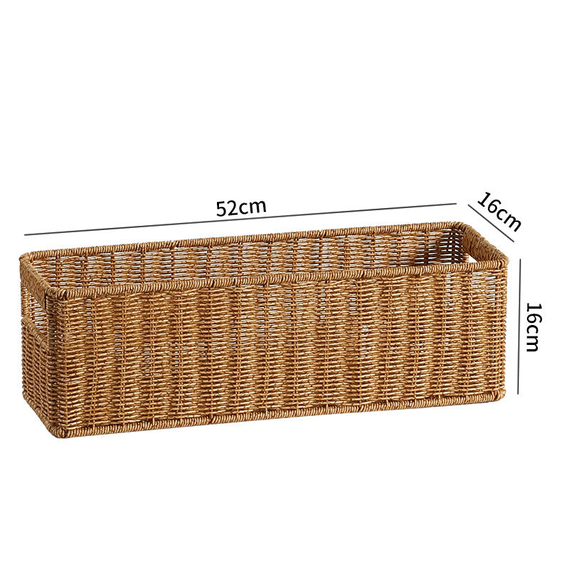Handwoven Rectangular Storage Basket with Cut-Out Handles Siopsrl