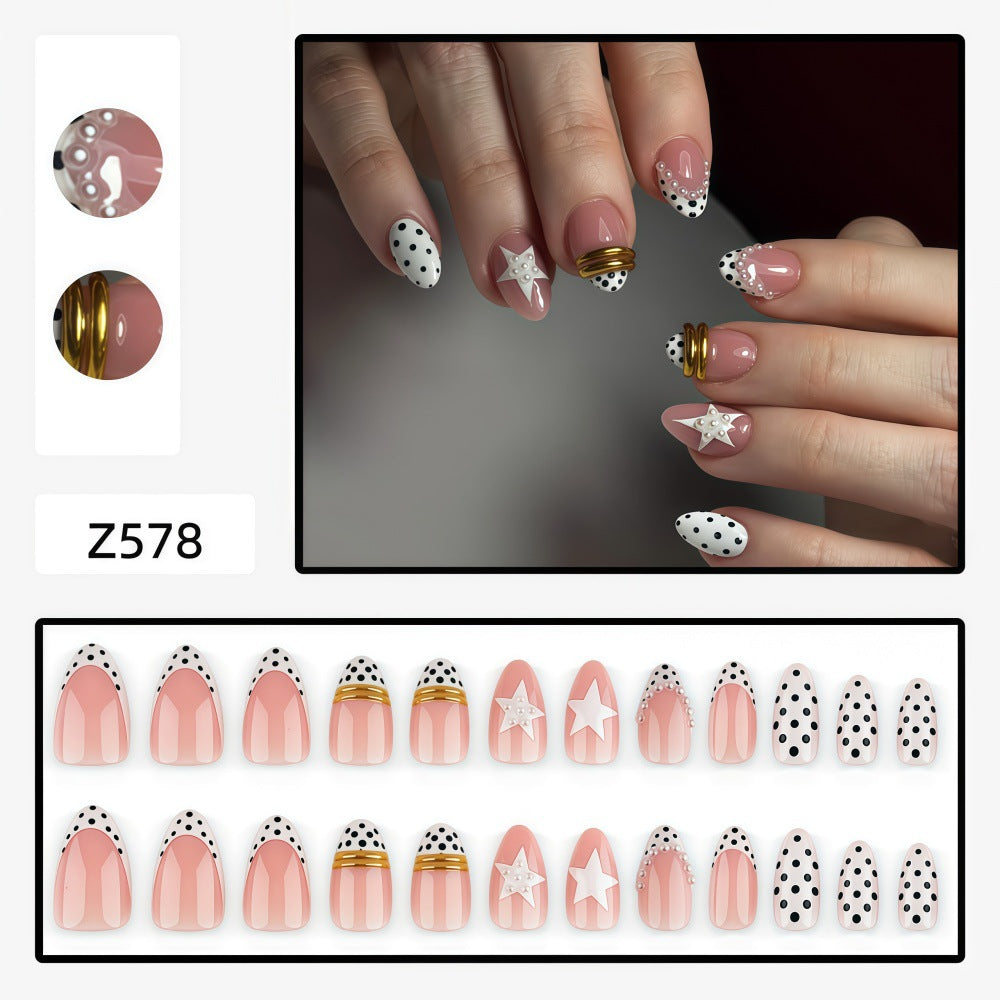 Siopsrl | Stylish Star and Dot Design Artificial Nails Siopsrl