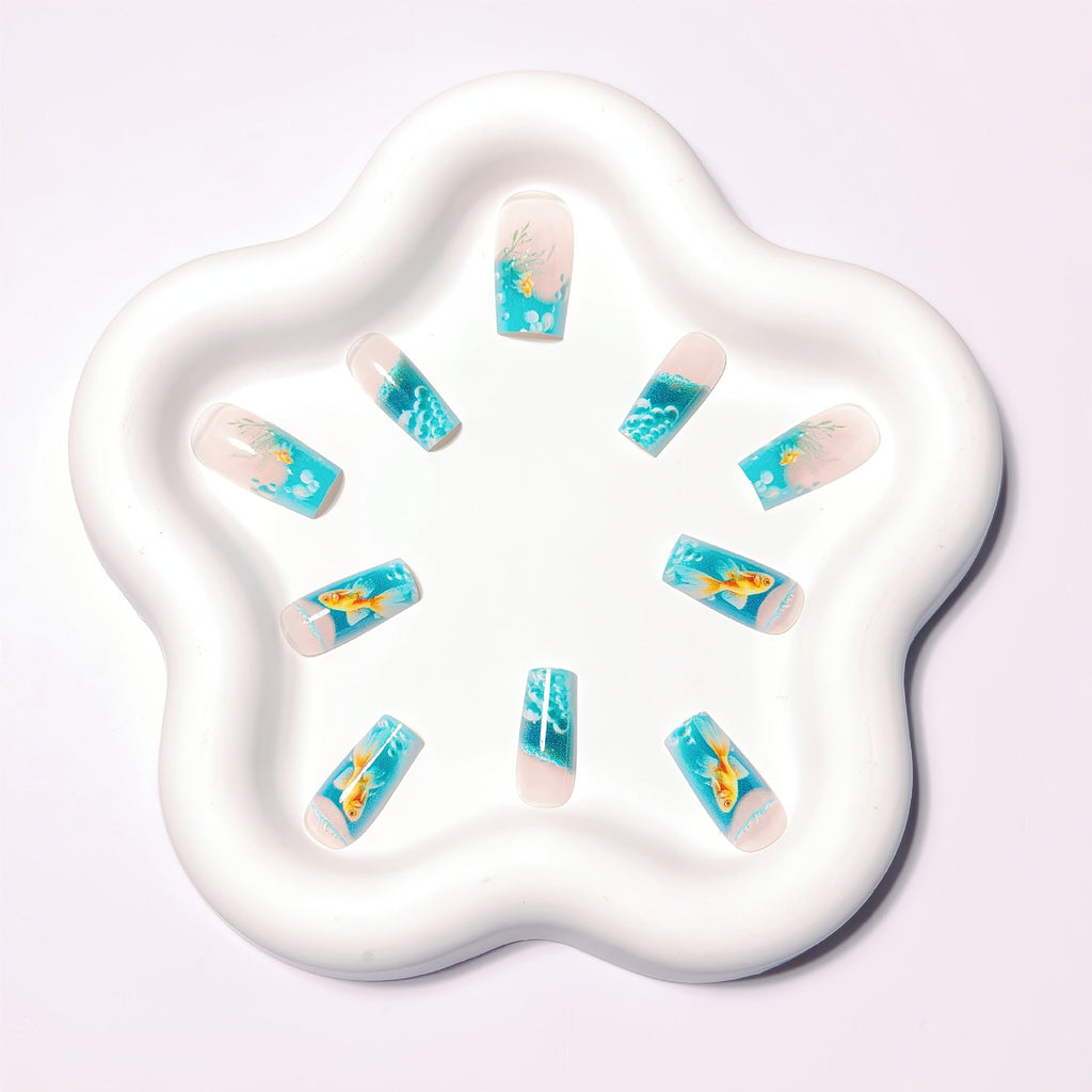 Siopsrl | Artificial nails with Lively Water World motif Siopsrl