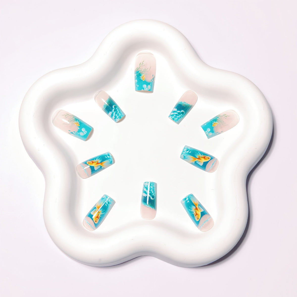 Siopsrl | Artificial nails with Lively Water World motif Siopsrl