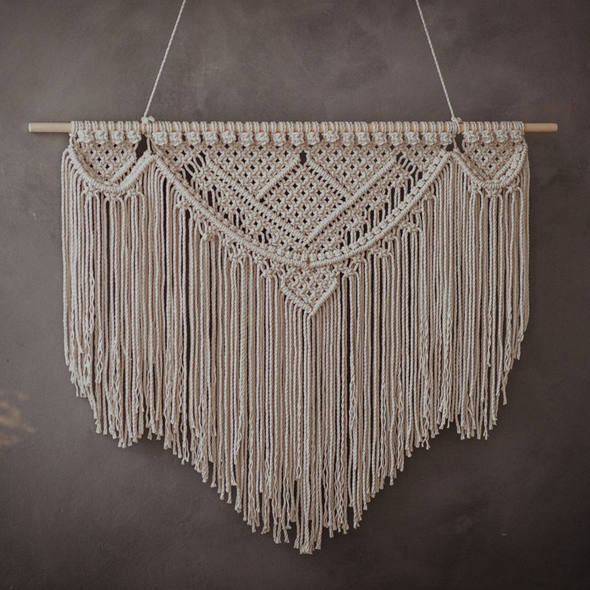 Macrame Wall Tapestry with Artistic Fringes Siopsrl