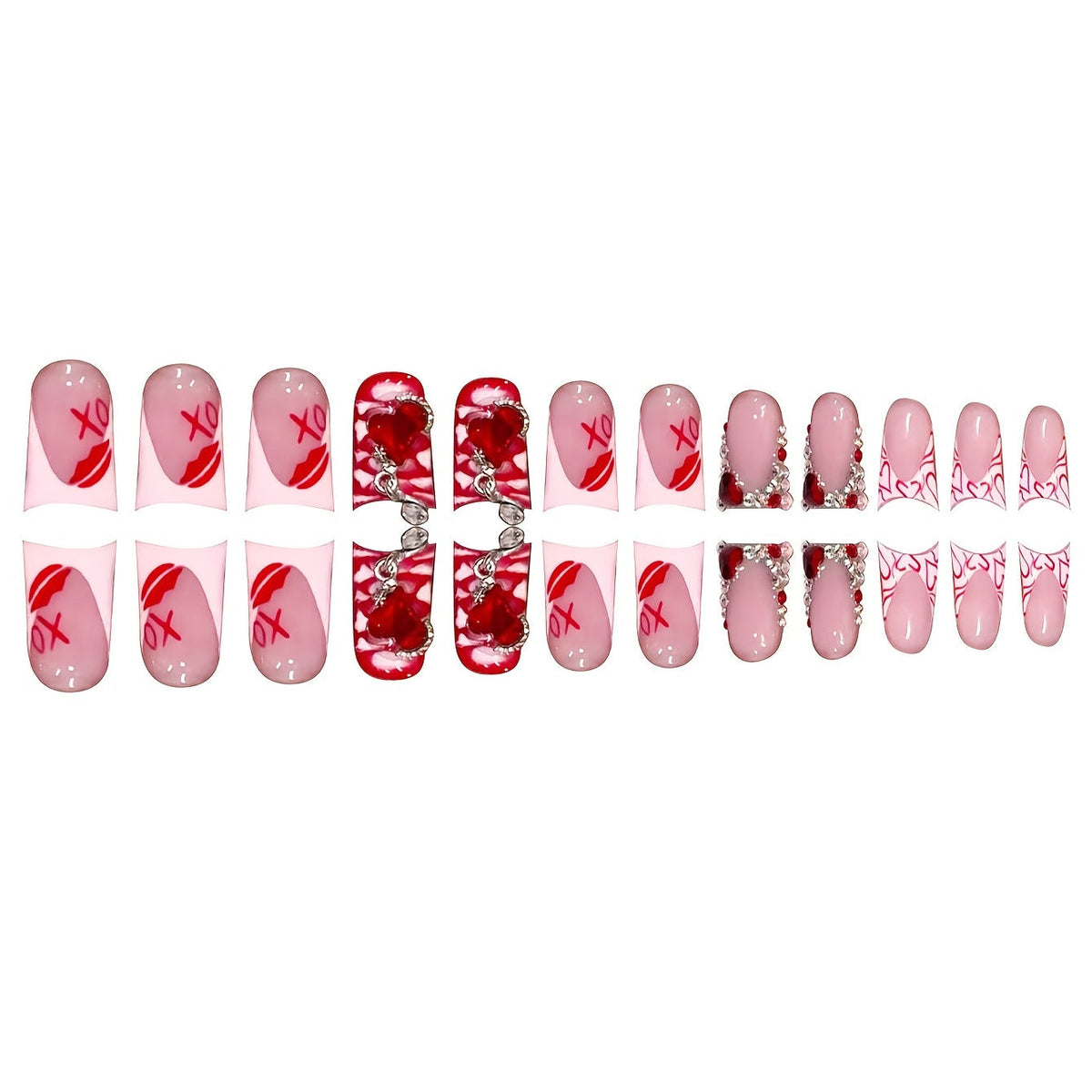 Siopsrl | Romantic Heart-Themed Press-On Nail Art Set Siopsrl