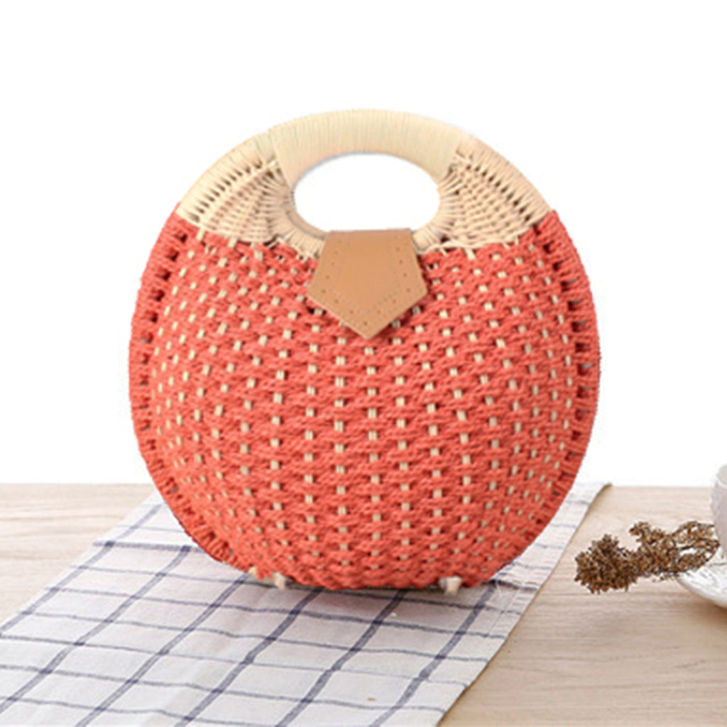 Siopsrl | Round straw bag with elegant leather handle Siopsrl