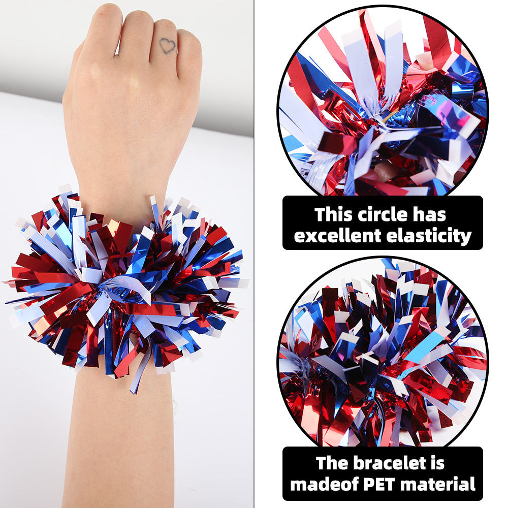 Siopsrl | Unisex nan Pompom bracelet made of metallic tinsel with elastic insert for party and cheerleading Siopsrl