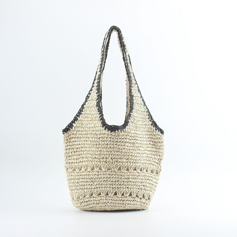 Siopsrl | Beach shoulder bag made of hand-woven raffia with elegant lace trims Siopsrl