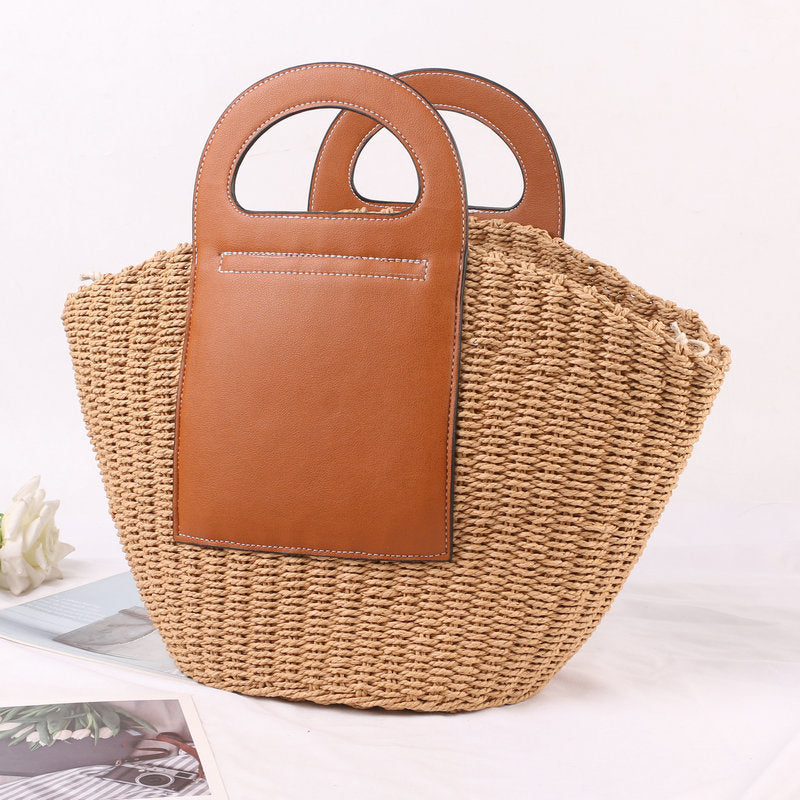 Siopsrl | Handbag Made of High-Quality Raffia with Elegant Leather Accents Siopsrl