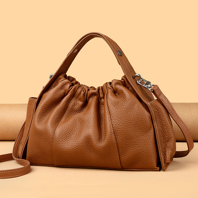 Siopsrl | Textured Leather Drawstring Satchel Siopsrl