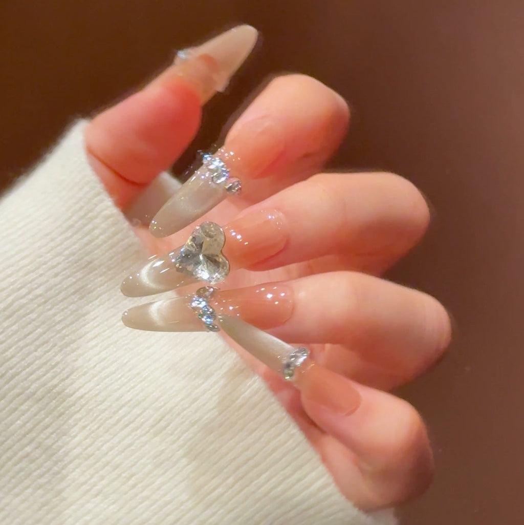Siopsrl | Decorative Press-On Nails with Gem Accents Siopsrl