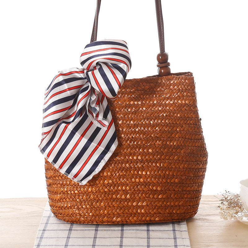 Elegant basket bag with trendy ribbon detail Siopsrl