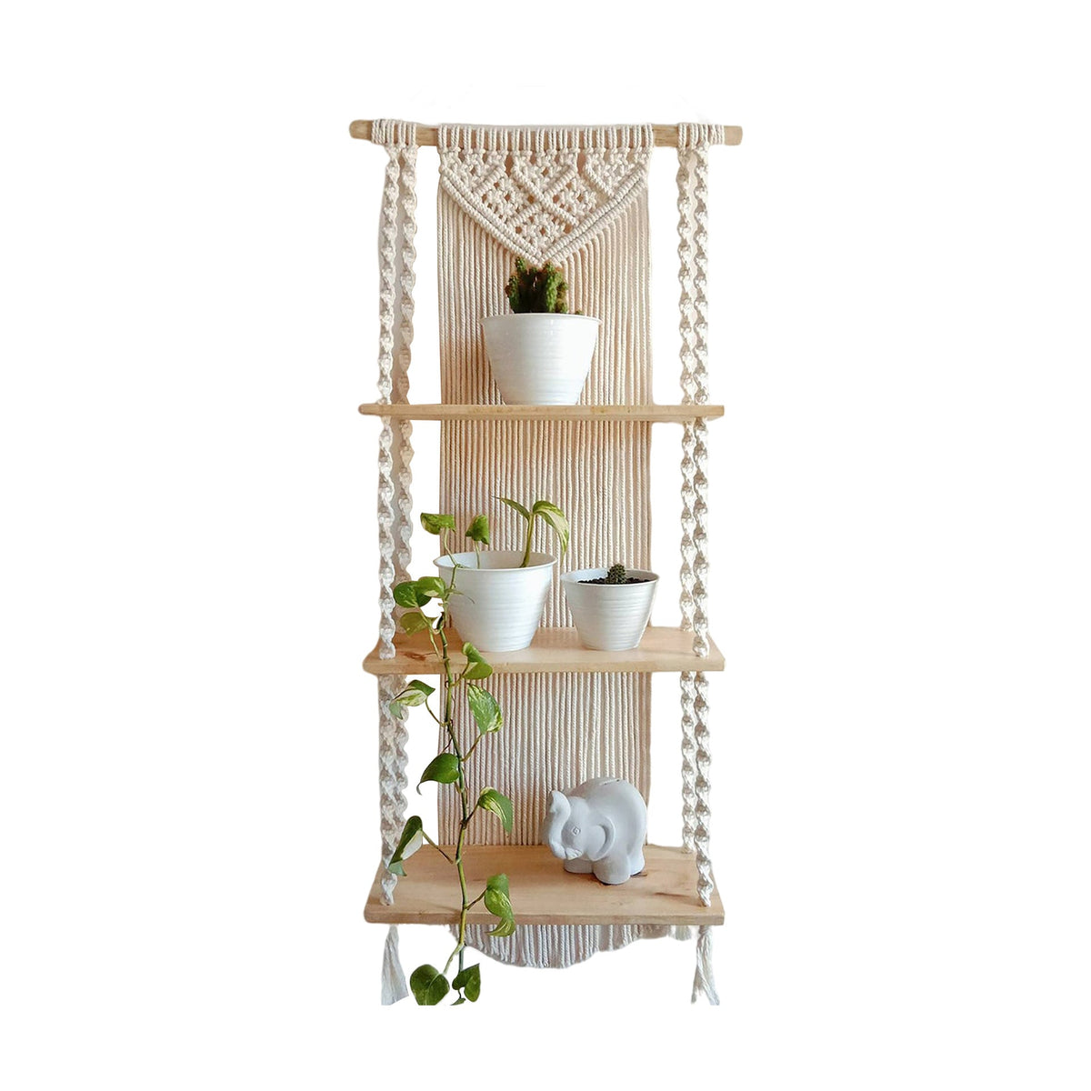 Macrame Plant Shelf with Decorative Hanging Design Siopsrl