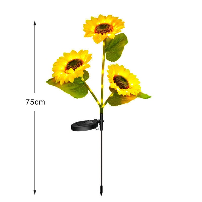 Solar-Powered Decorative Sunflower Garden Stake With Multi-Bloom LED Waterproof Panel Siopsrl