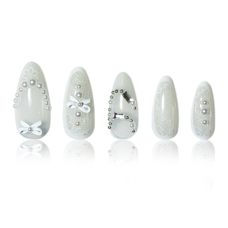 Siopsrl | Elegant Lace Design Nail Extensions Siopsrl